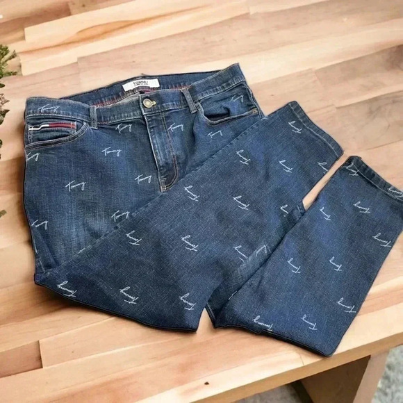 Tommy Hilfiger Logo Printed Jeans Size 36 - Picture 1 of 13